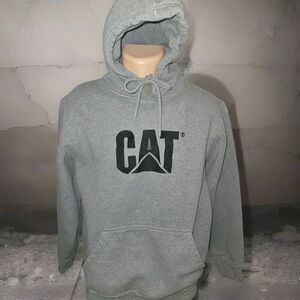 Caterpillar CAT Men's Trademark Hooded Sweatshirt Pullover, Gray, Size Large